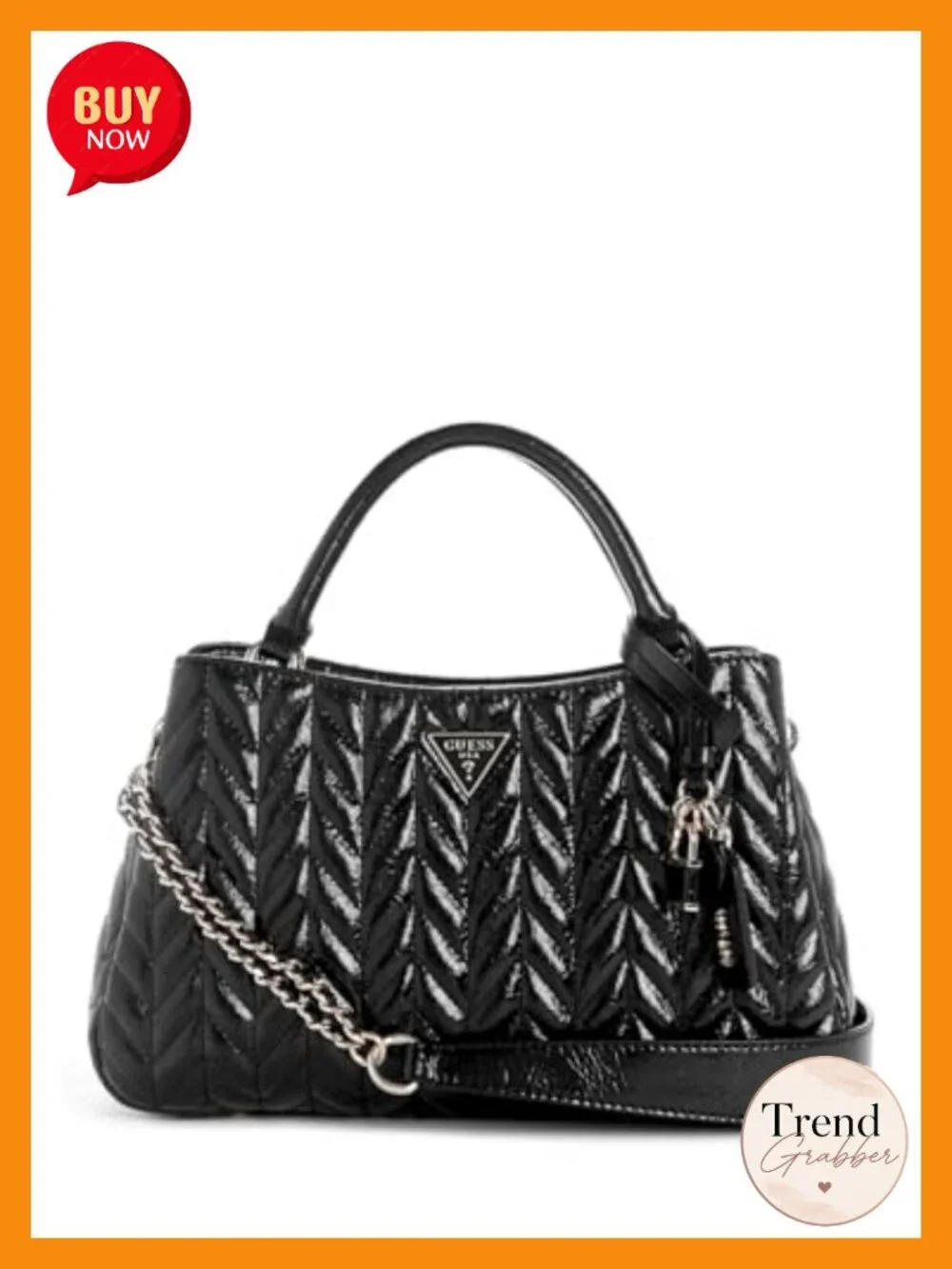 PU Leather Triple Compartment Satchel with Gold Hardware